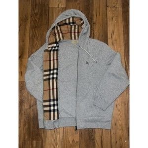 Burberry Fordson Zip Hooded Swearshirt. Zip-up Grey Jacket. Size XL